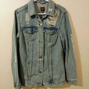 Oversized Distressed Denim Jacket